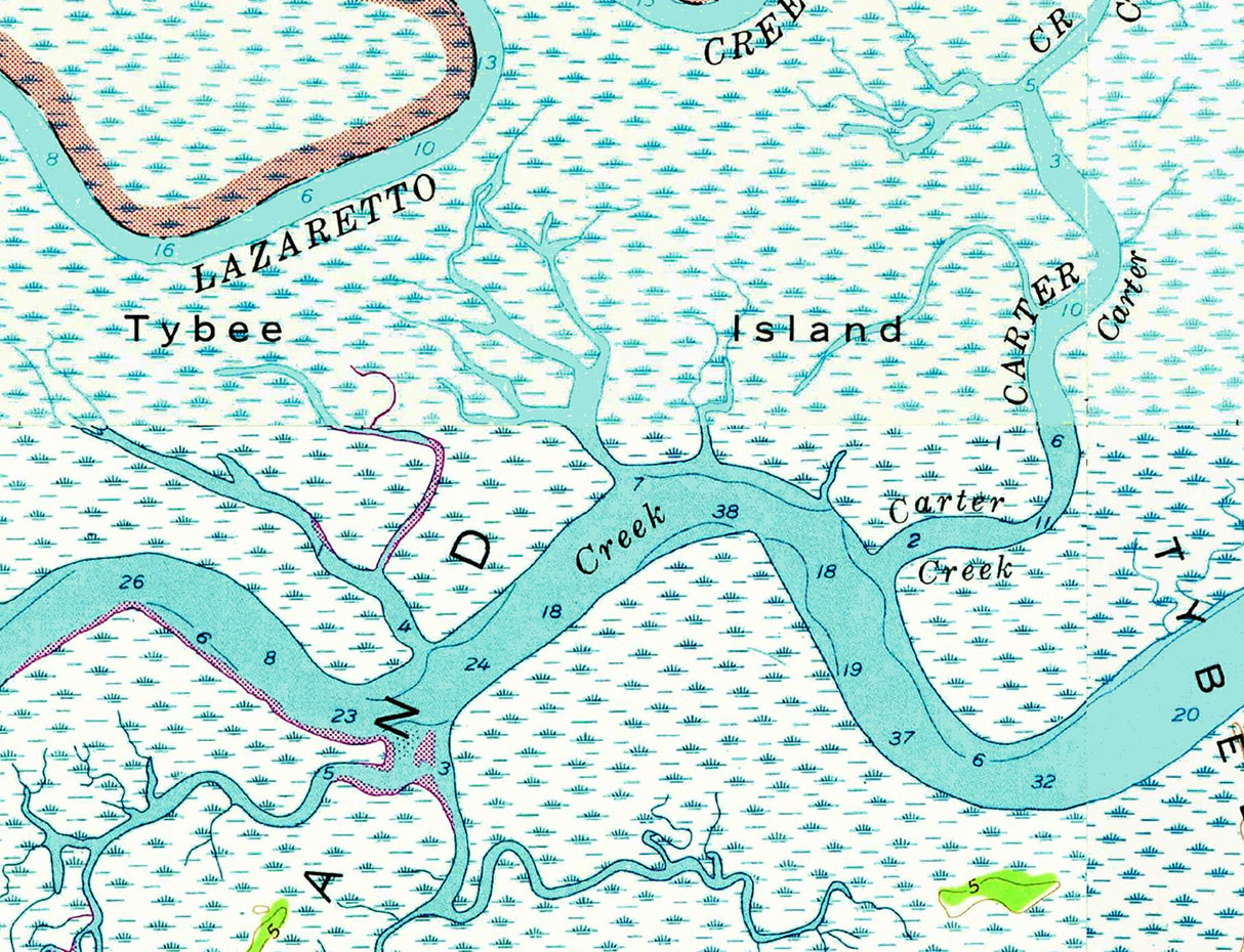 1976 Map of Tybee Island Georgia Savannah Beach