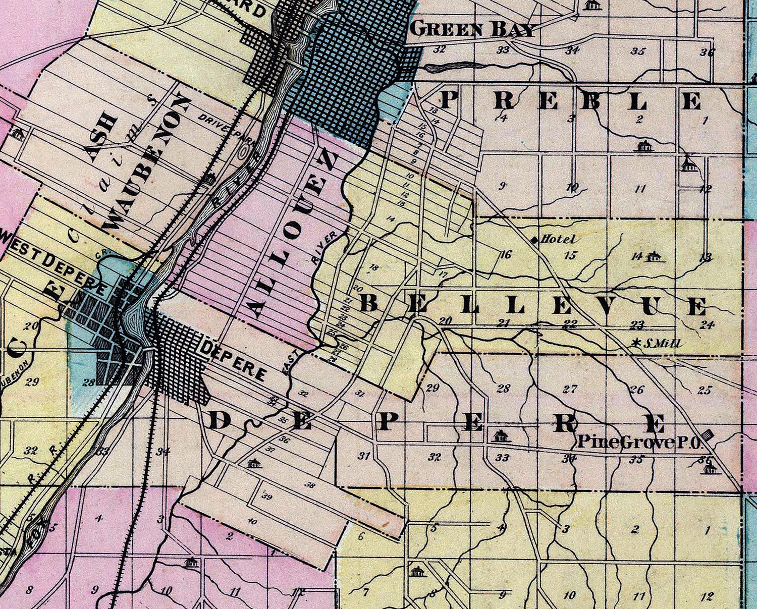 1878 Map of Brown County Wisconsin