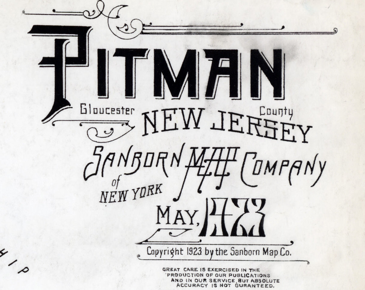 1923 Town Map of Pitman New Jersey