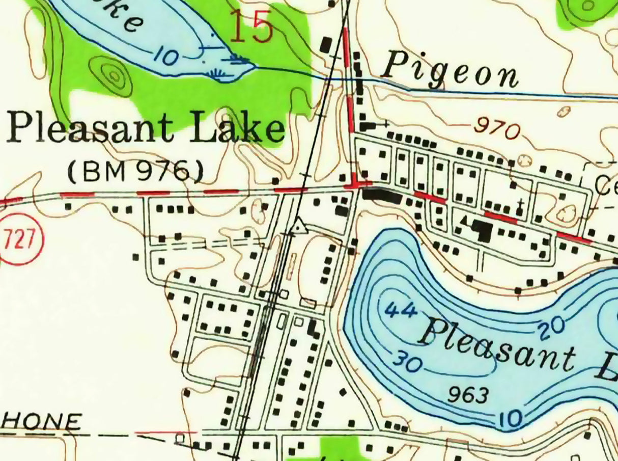 1961 Map of Pleasant Lake and Long Lake Indiana