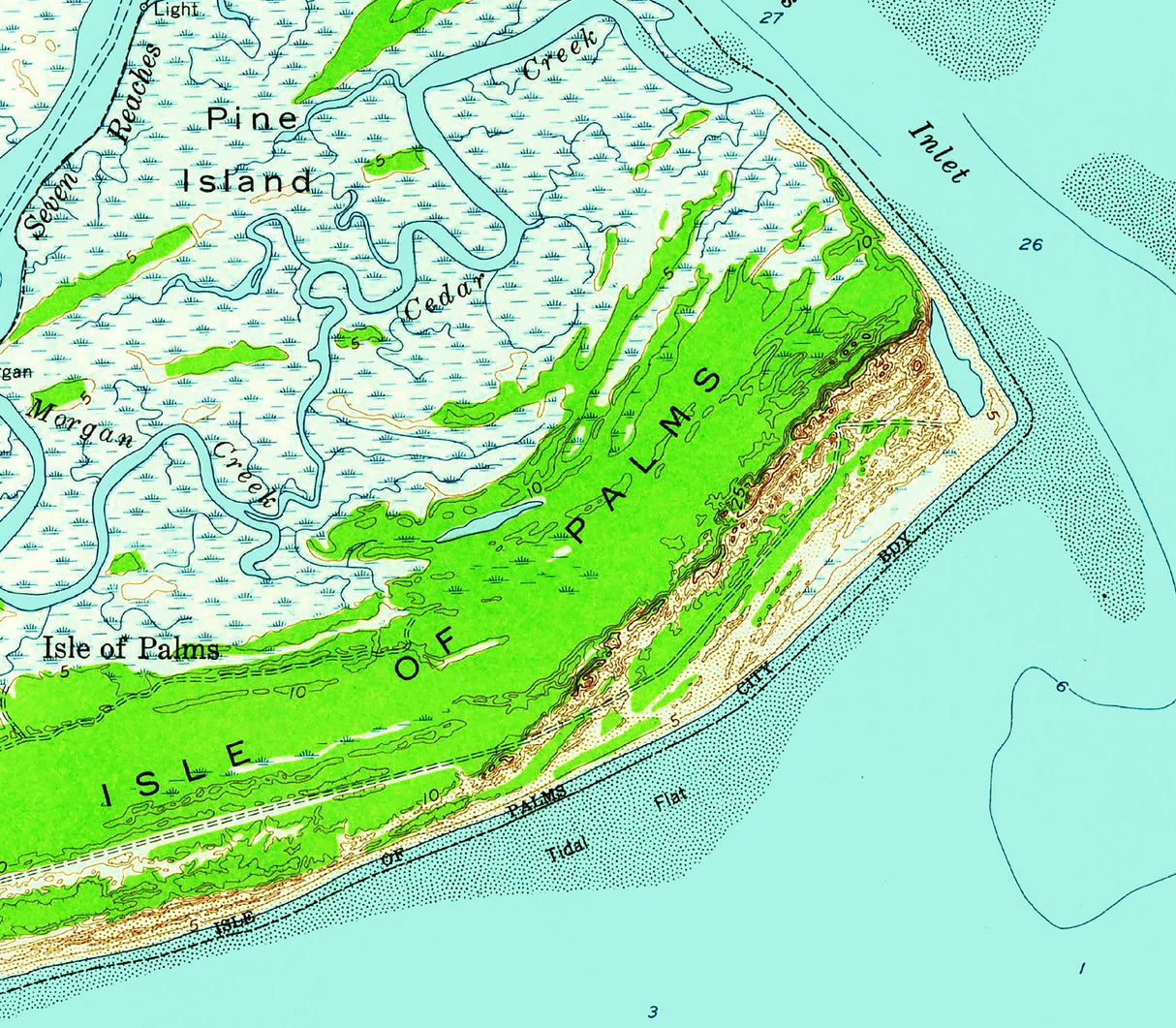1960 Map of Isle of Palms Island South Carolina