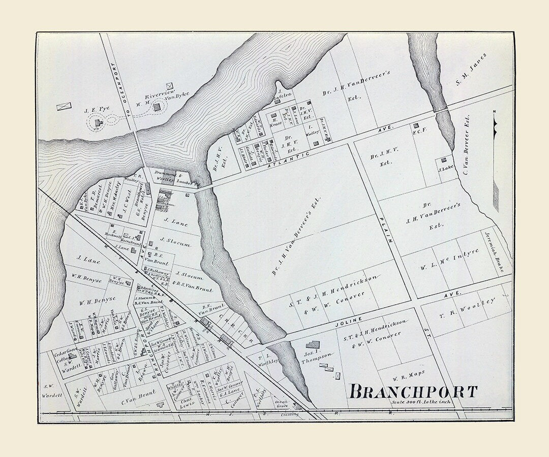 1878 Map of Branchport New Jersey