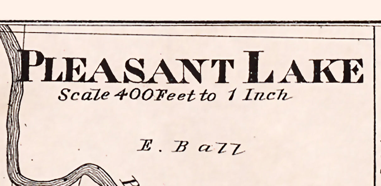 1880 Town Map of Pleasant Lake Steuben County Indiana