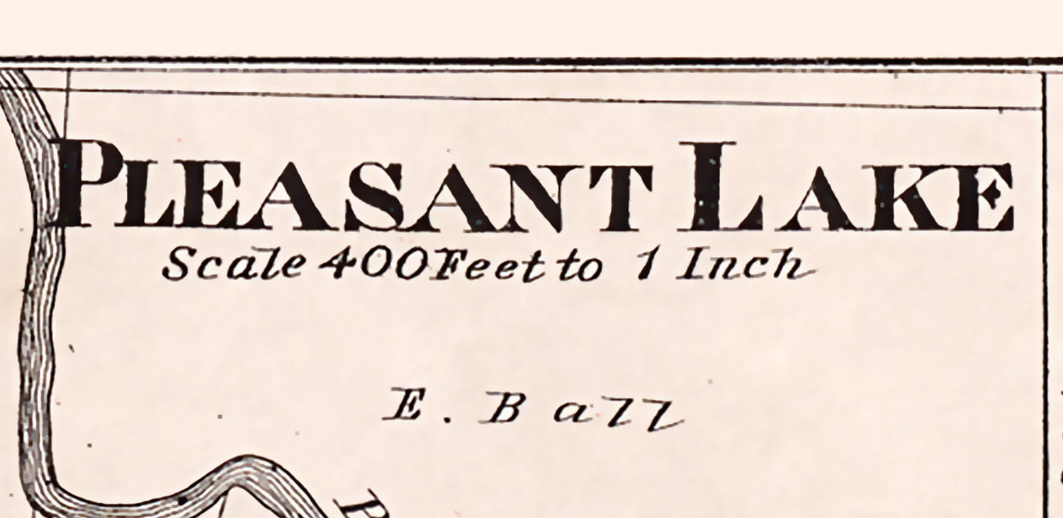 1880 Town Map of Pleasant Lake Steuben County Indiana