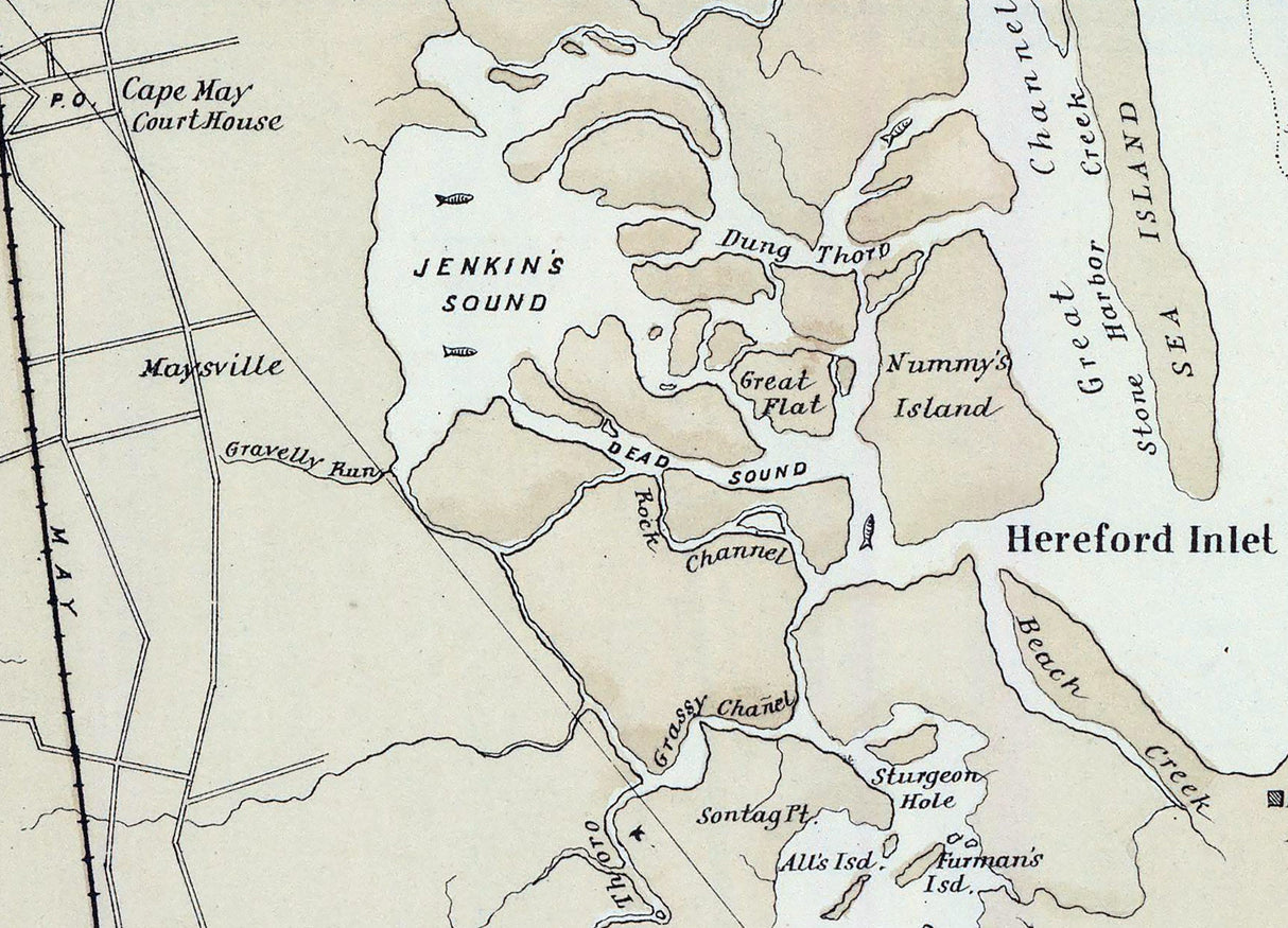 1878 Map of New Jersey Coast Sea Island to Cape May Point