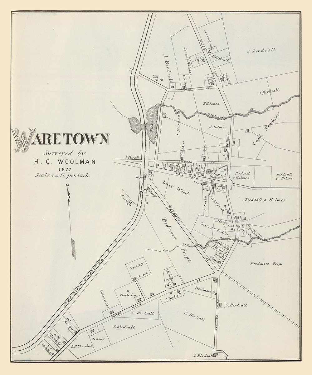 1878 Map of Waretown New Jersey
