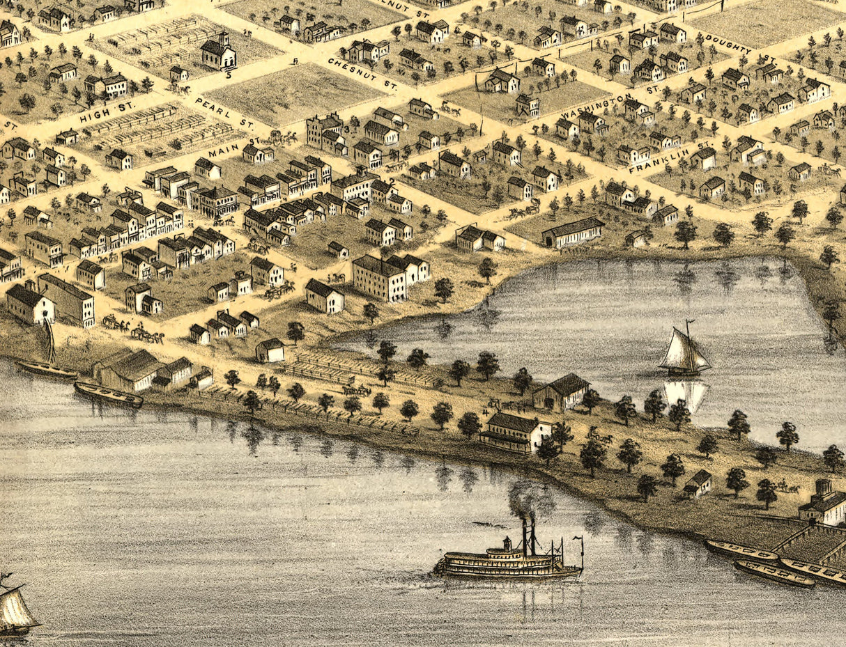 1867 Panoramic Map of Lake City Wabasha County Minnesota