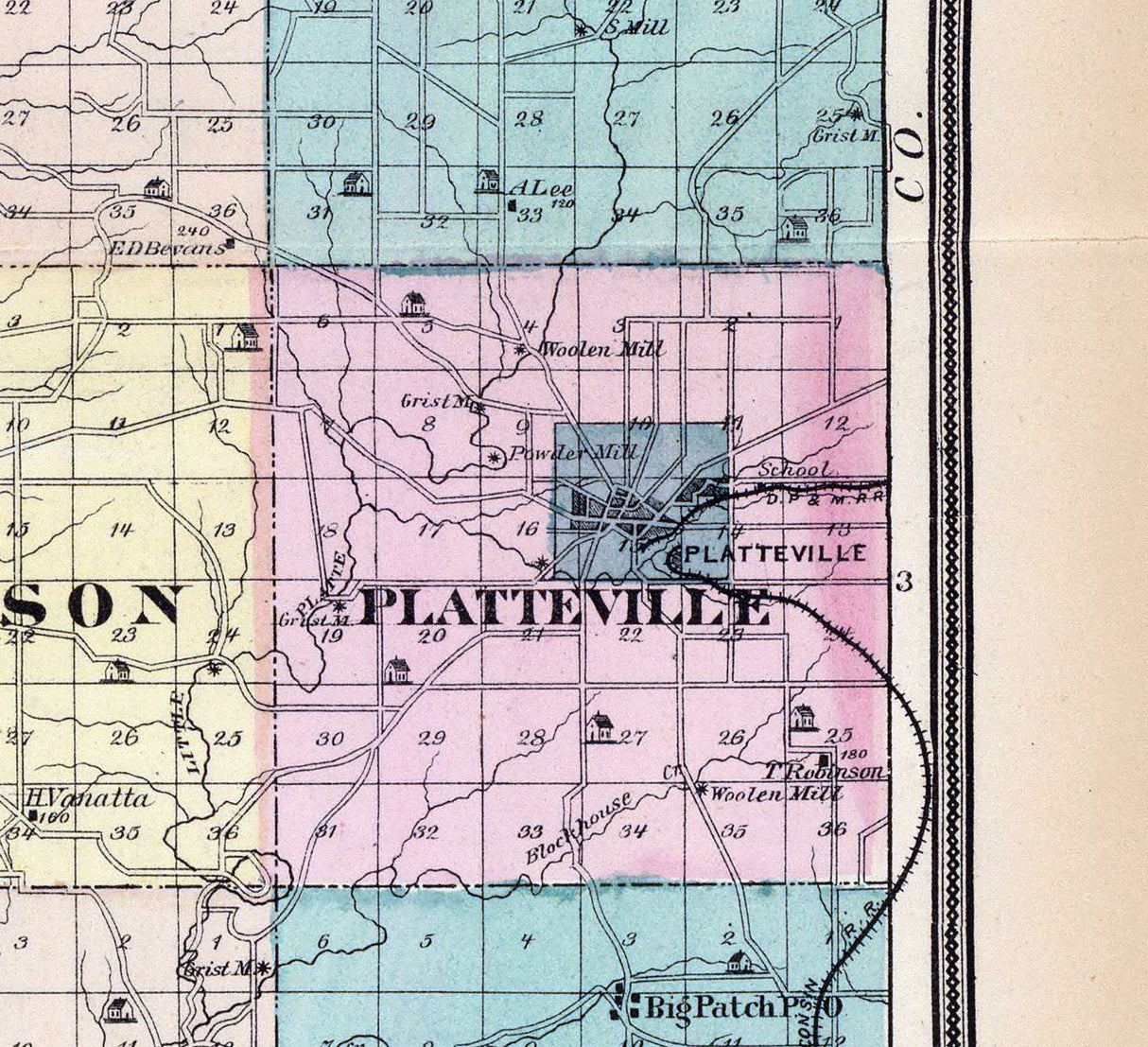 1878 Map of Grant County Wisconsin