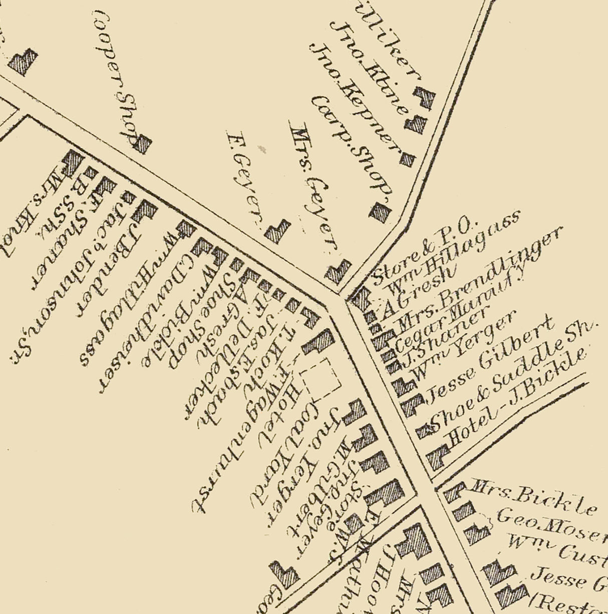 1871 Map of Gilbertsville Montgomery County Pennsylvania
