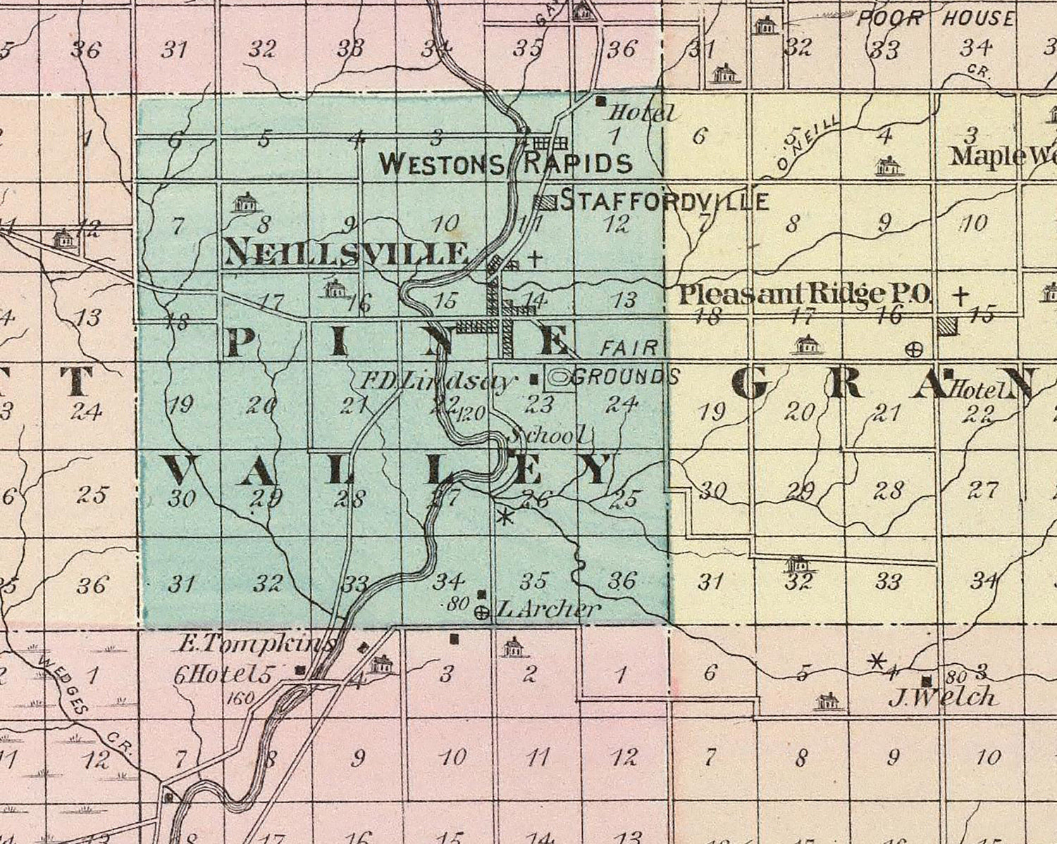 1878 Map of Clark County Wisconsin