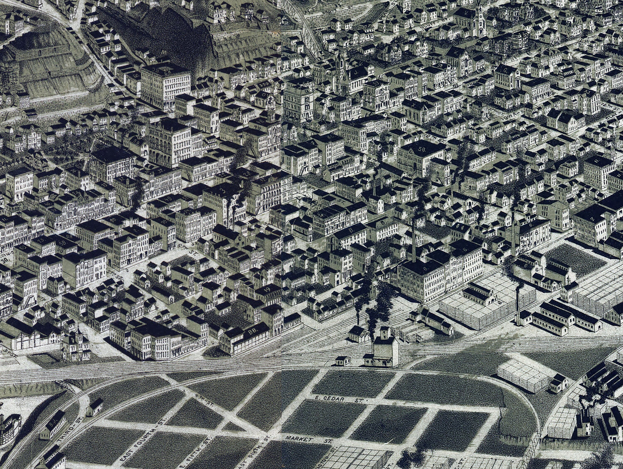 1889 Panoramic Map of Dubuque Iowa