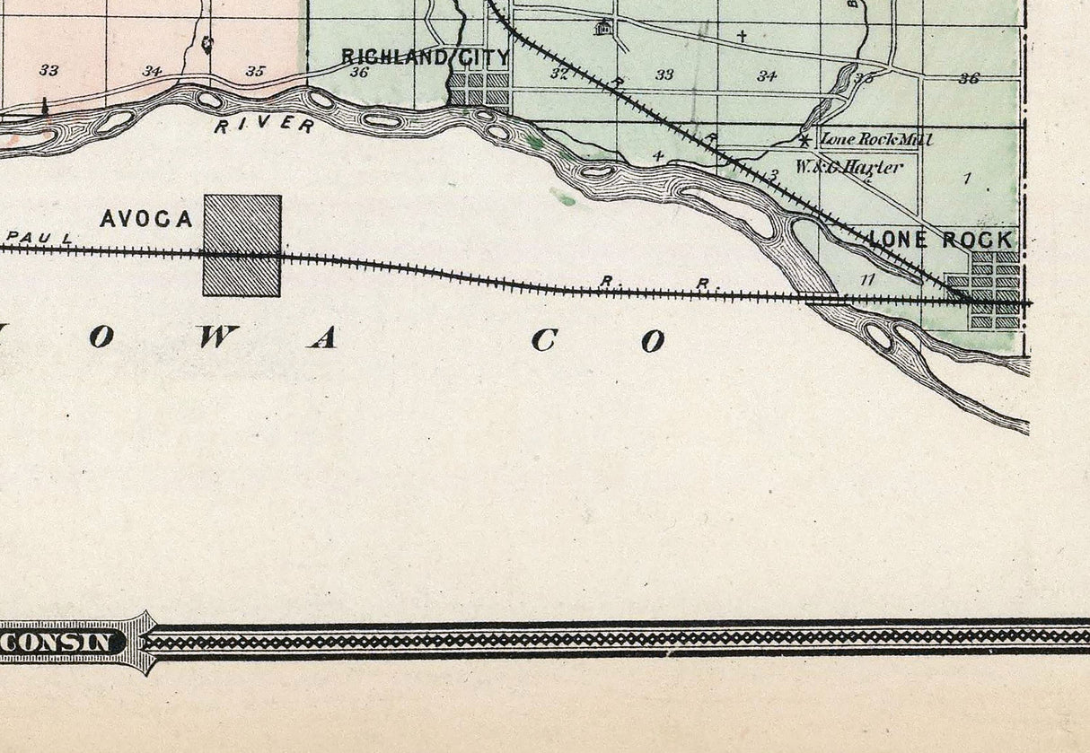 1878 Map of Richland County Wisconsin