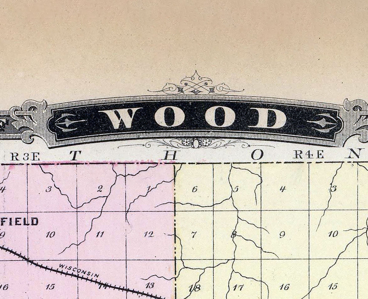 1878 Map of Wood and Portage County Wisconsin