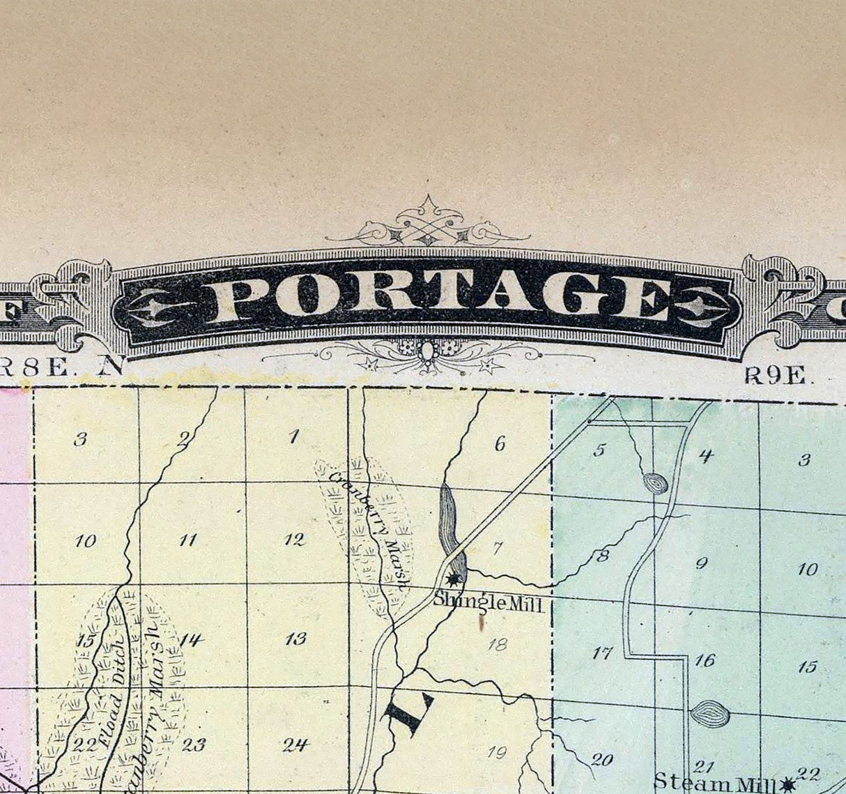 1878 Map of Wood and Portage County Wisconsin