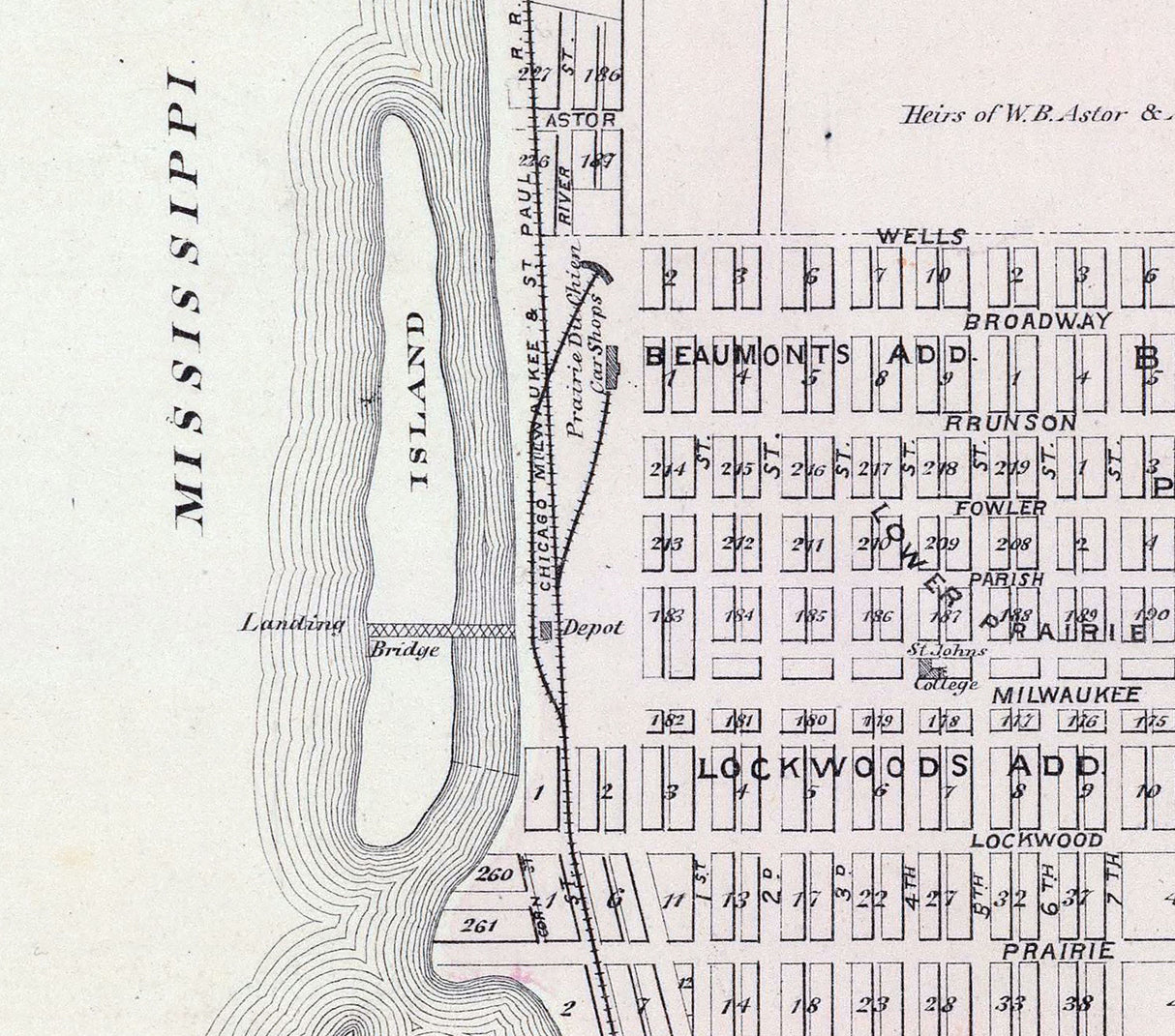 1878 Town Map of Prairie du Chien Crawford County Wisconsin