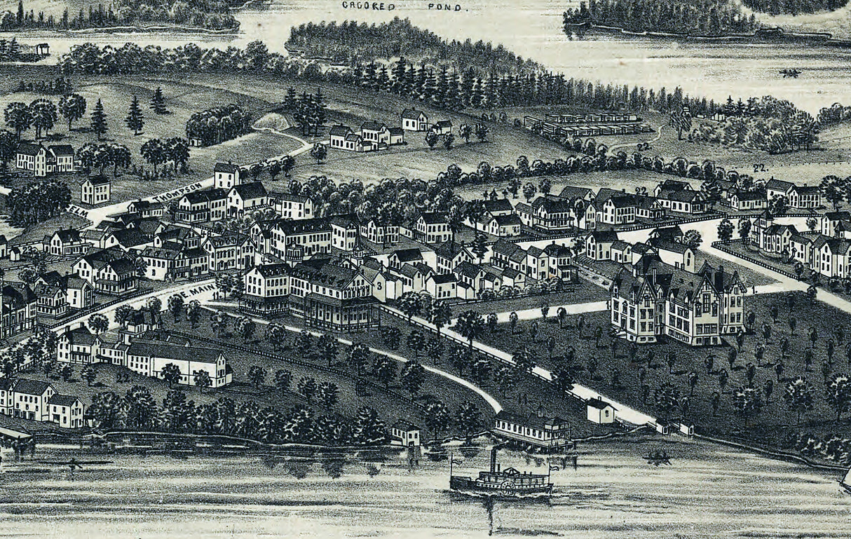 1889 Panoramic Map of Wolfeborough Lake Winnipesaukee New Hampshire