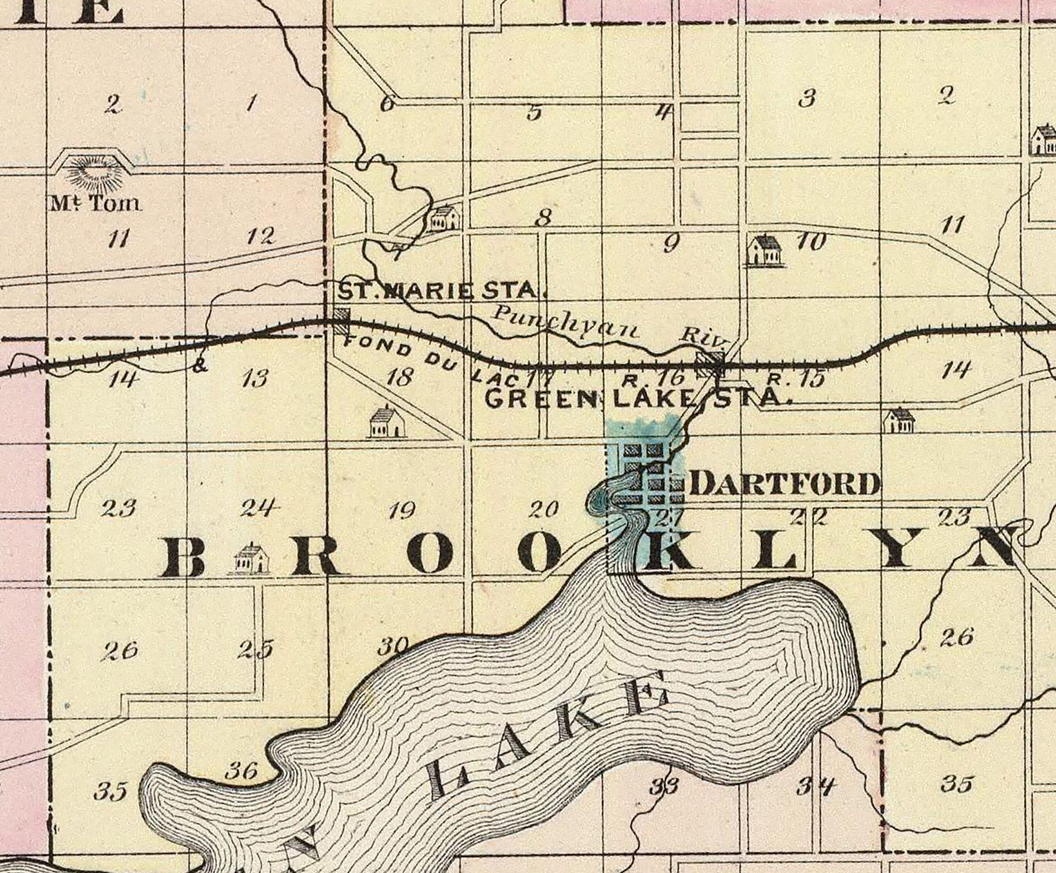 1878 Map of Green Lake County Wisconsin