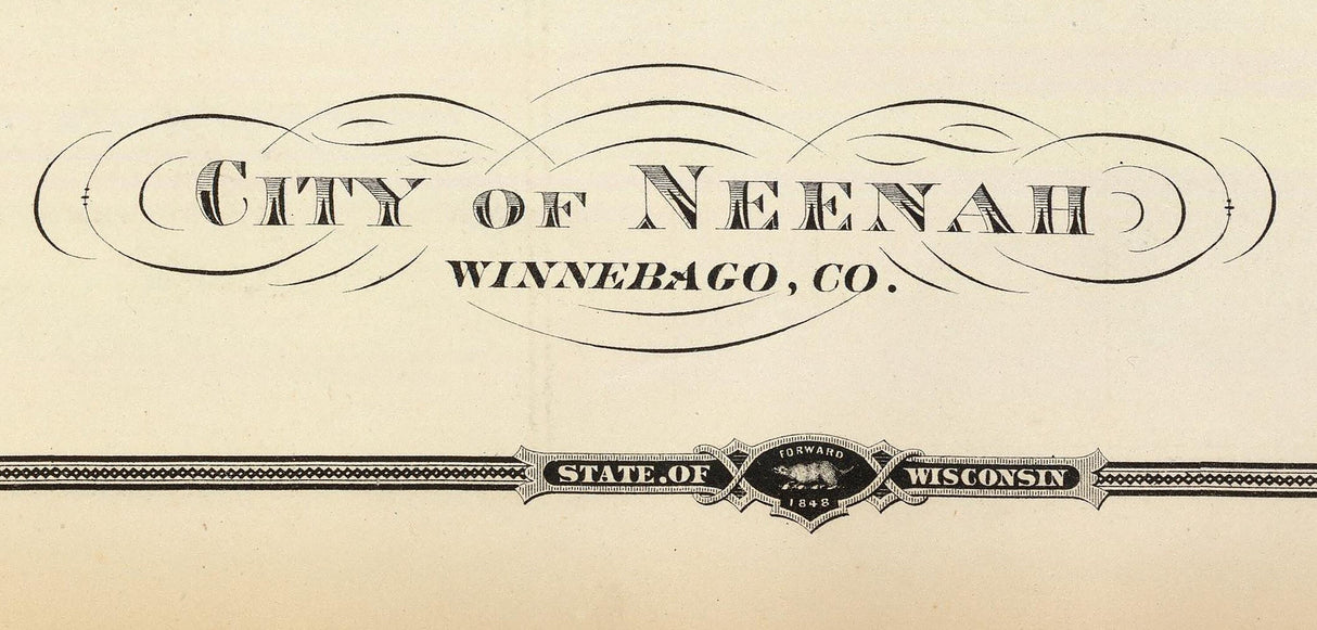 1878 Town Map of Menasha and Neenah Winnebago County Wisconsin