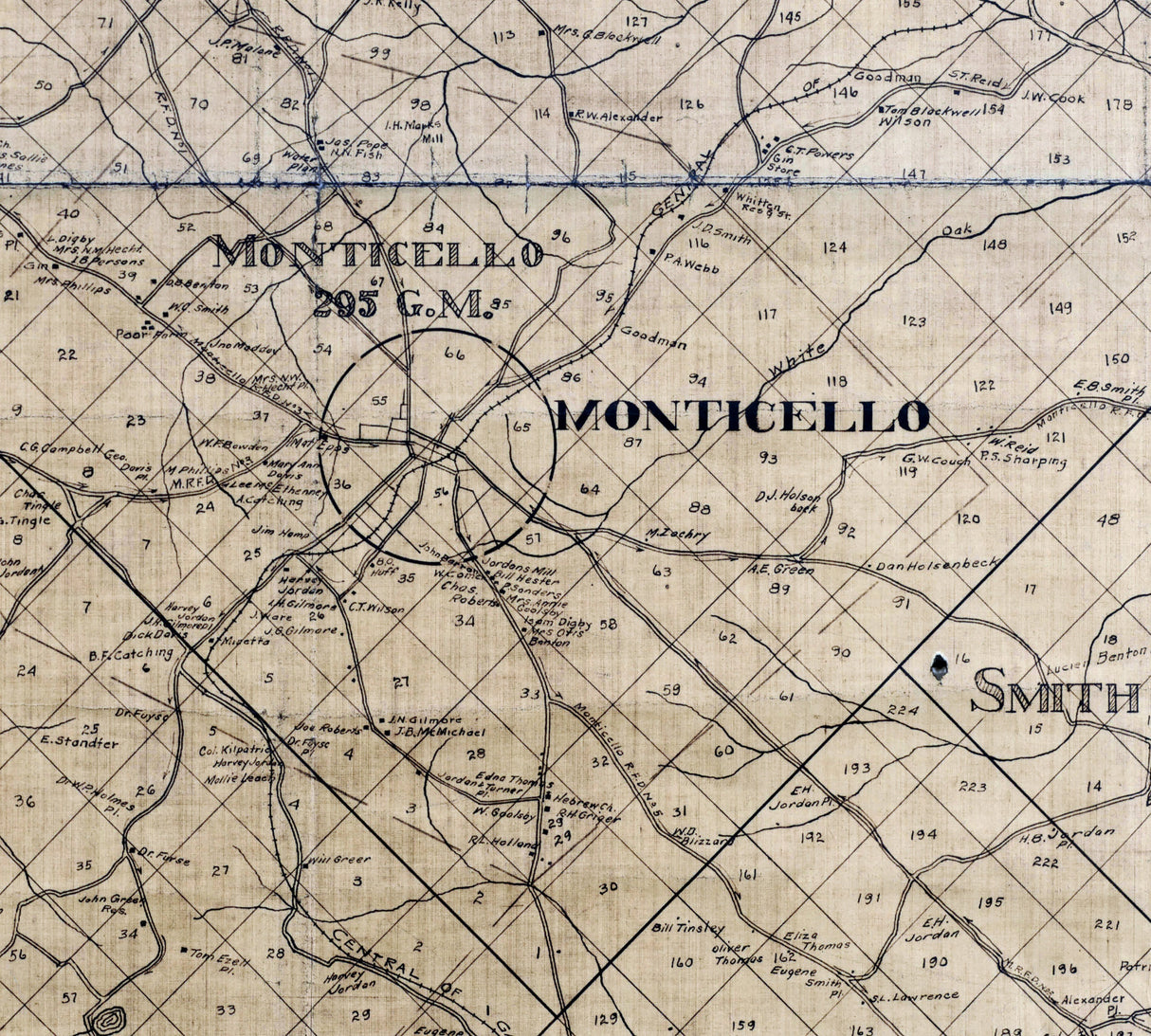 1909 Map of Jasper County Georgia