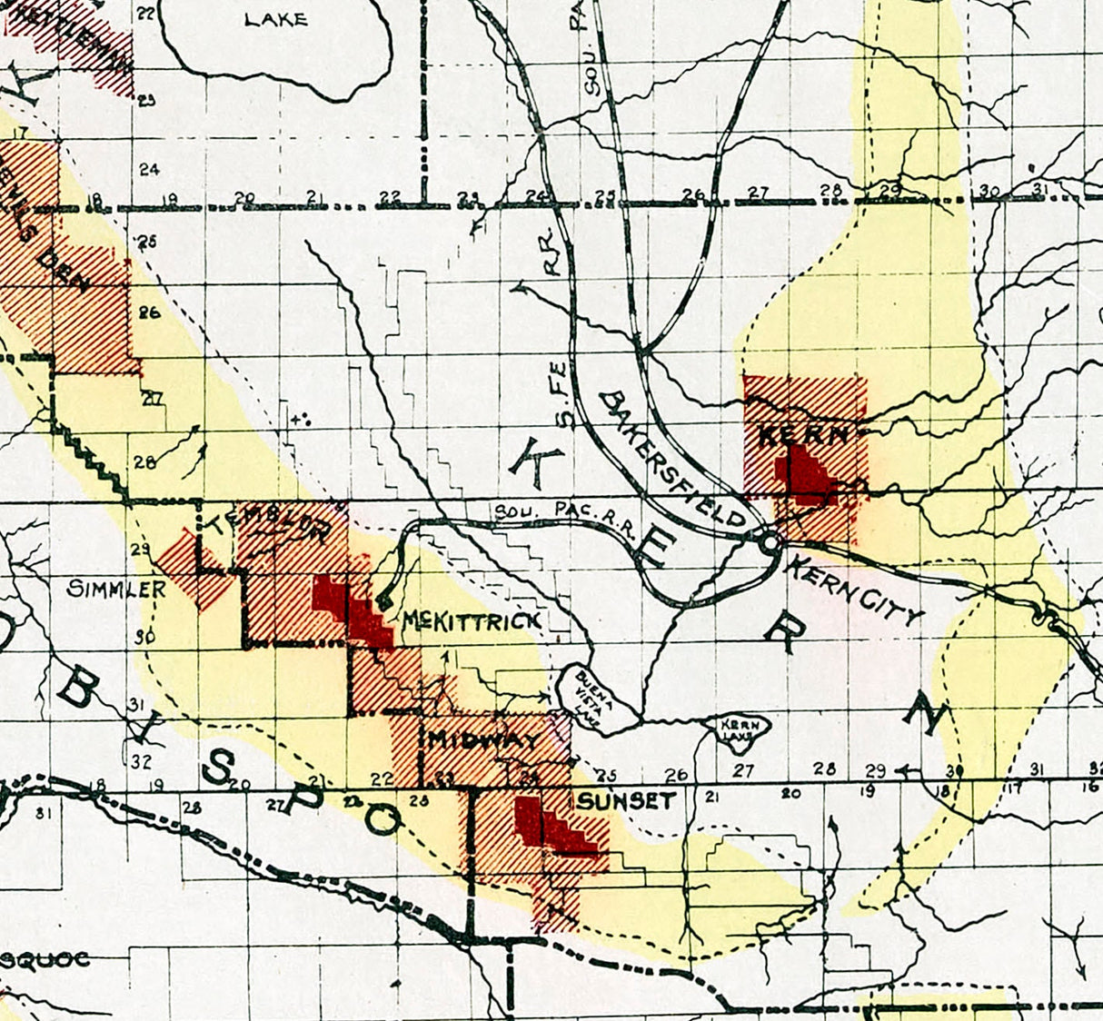 1900 Map of the California Oil Fields