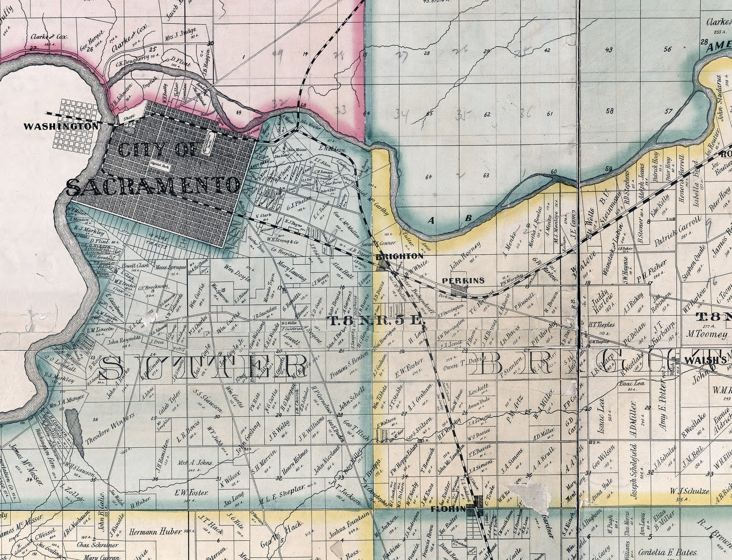 1885 Map of Sacramento County California