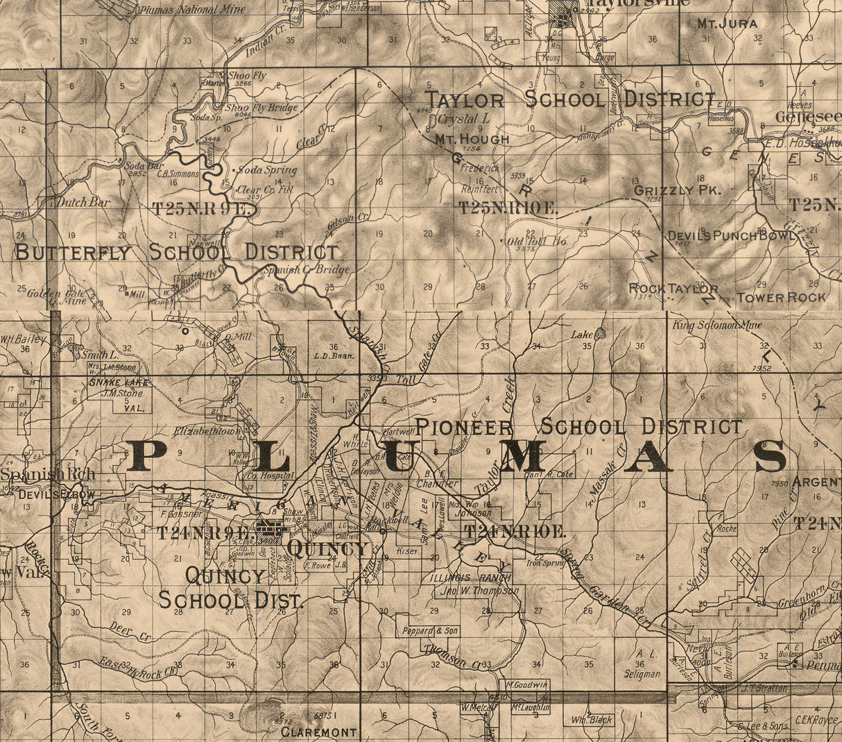 1892 Map of Plumas County California