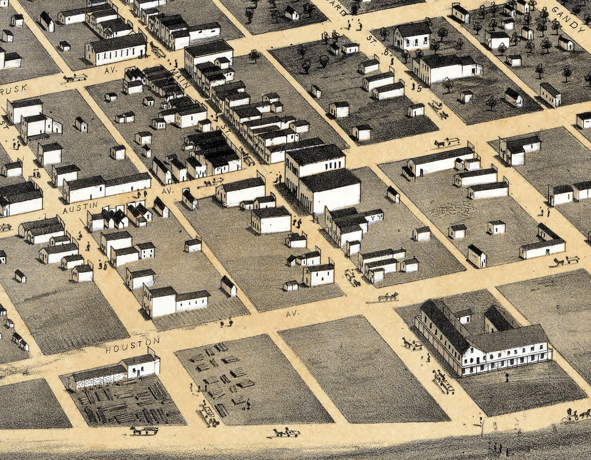 1873 Panoramic Map of Denison Grayson County Texas