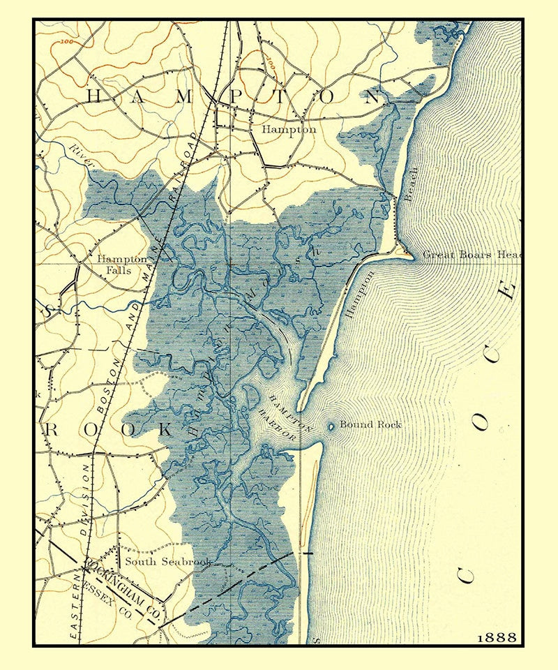 1888 Map of Hampton Beach New Hampshire