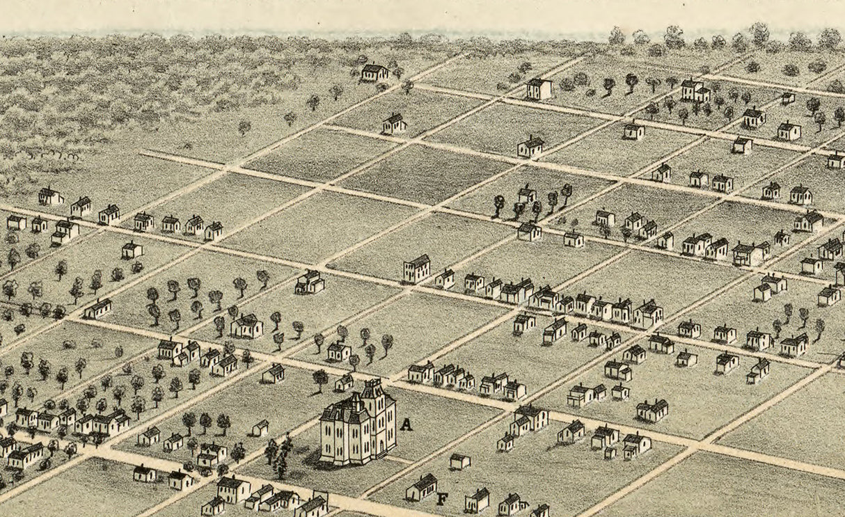 1876 Panoramic Map of Denison Grayson County Texas
