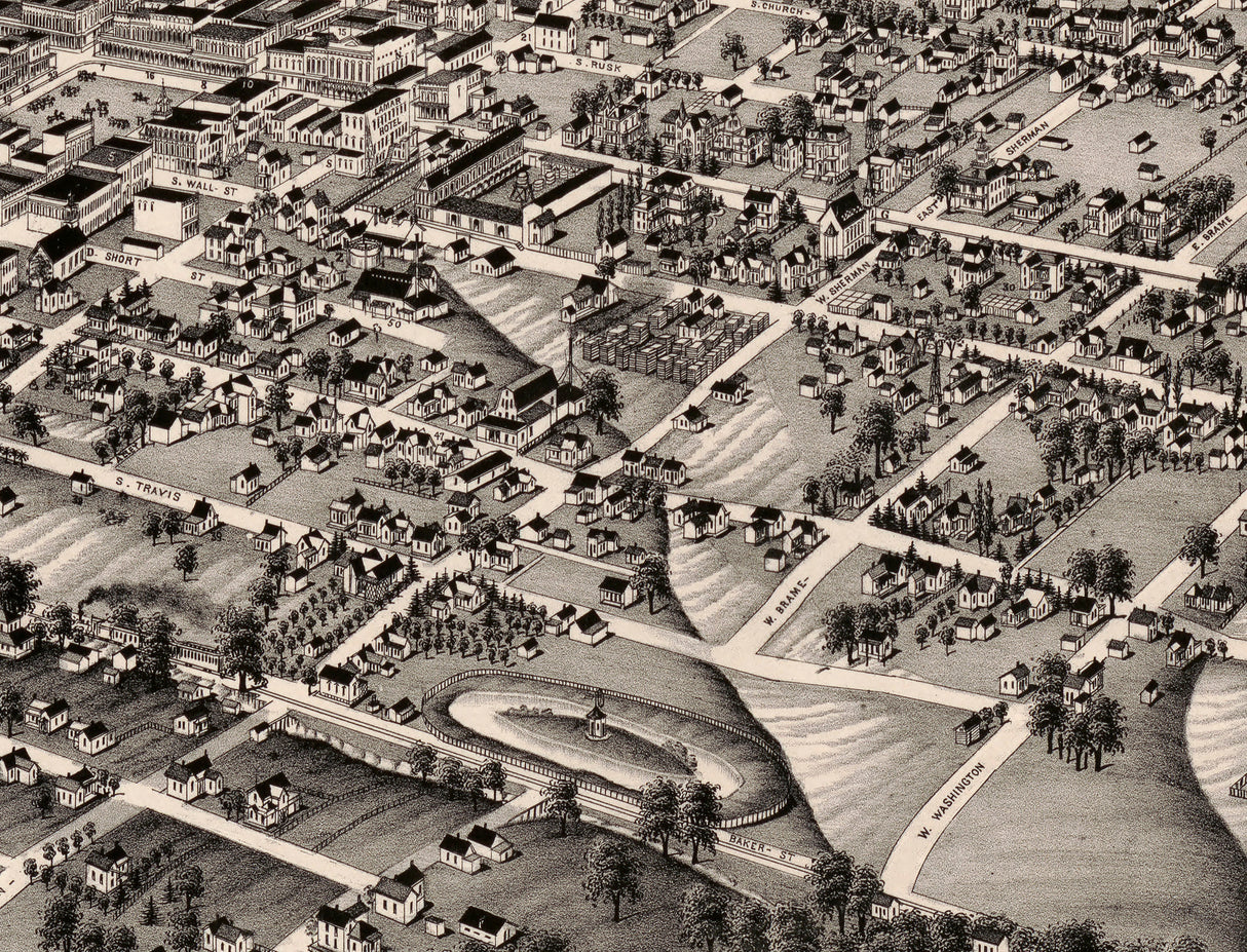 1885 Panoramic Map of Paris Lamar County Texas