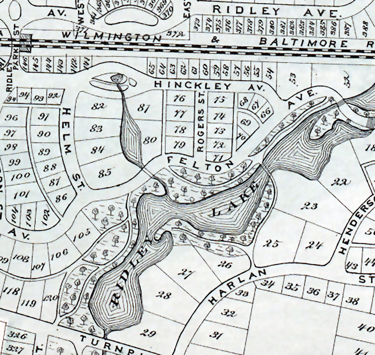 1875 Map of Ridley Park Delaware County Pennsylvania