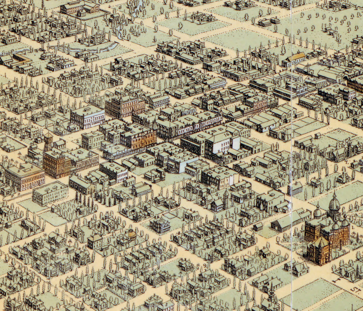 1901 Panoramic Map of Bakersfield Kern County California