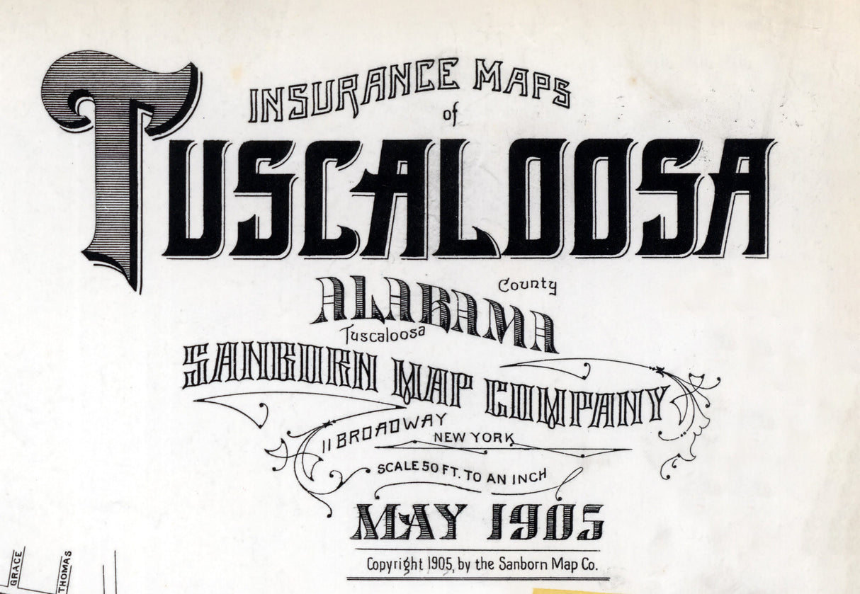 1905 Town Map of Tuscaloosa Alabama