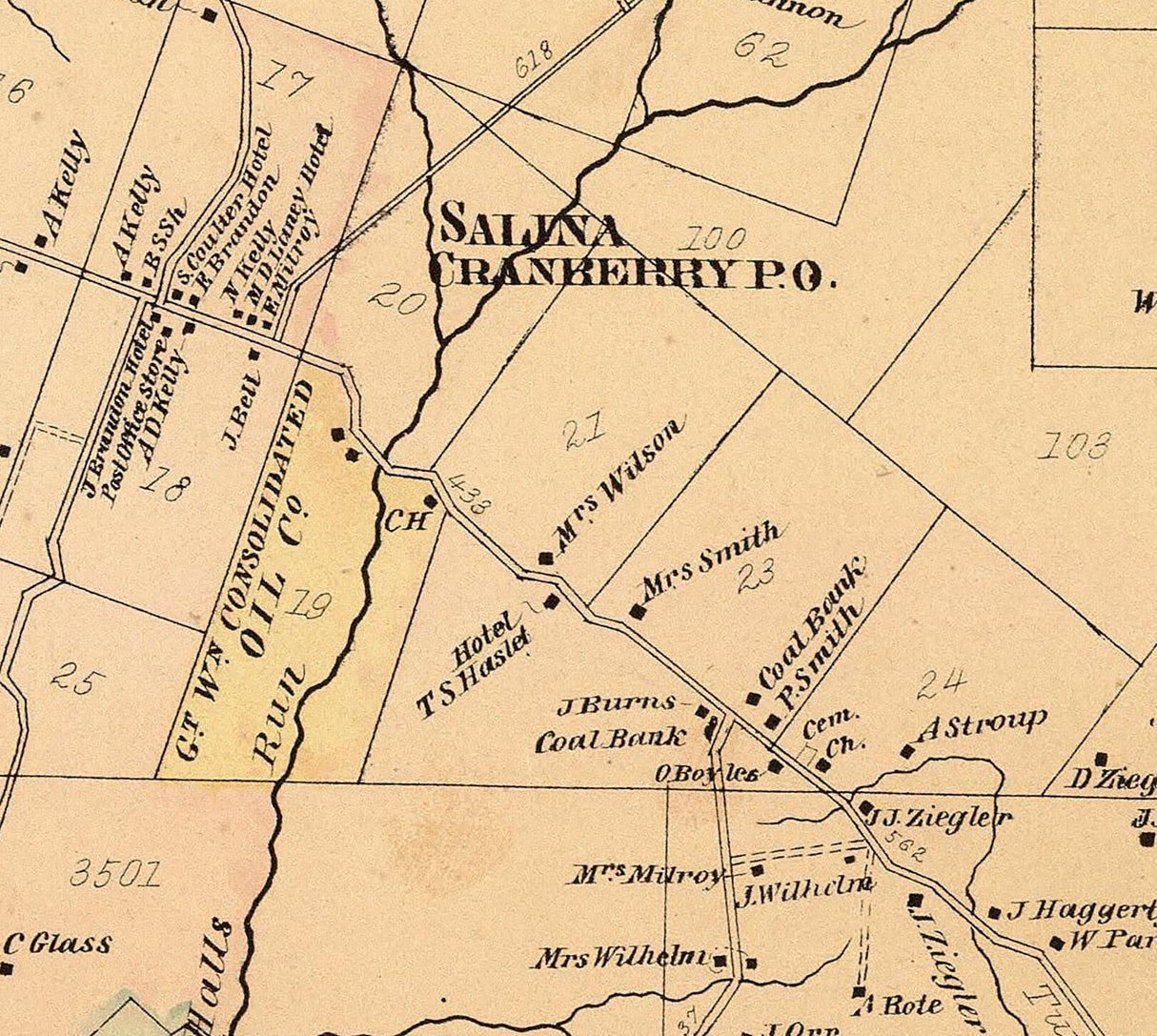 1865 Map of Cranberry Township Venango County Pennsylvania Oil Region
