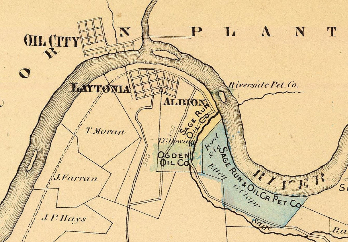 1865 Map of Cranberry Township Venango County Pennsylvania Oil Region