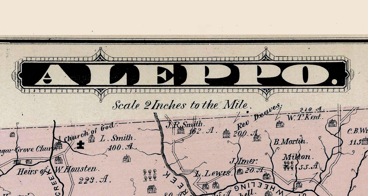 1876 Map of Aleppo Township Greene County Pennsylvania Ceylon Morrisville