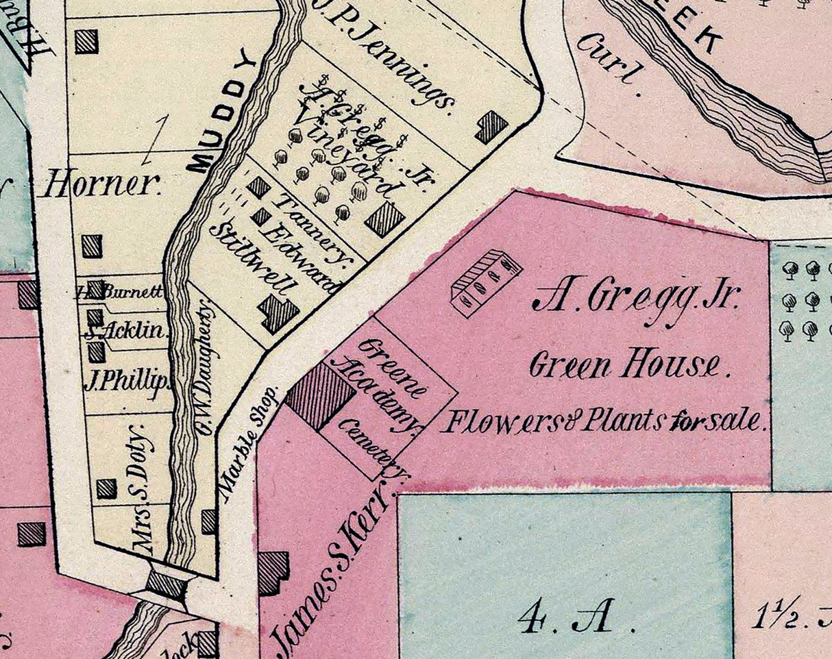1876 Map of Carmichaels Greene County Pennsylvania