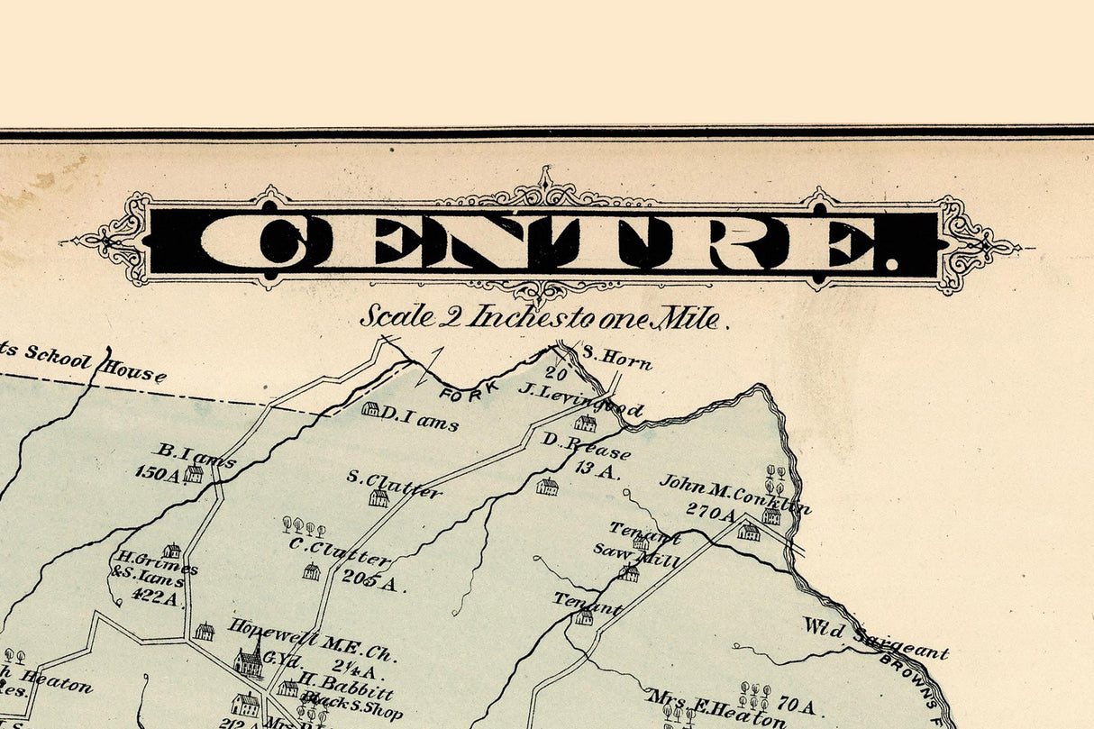 1876 Map of Centre Township Greene County Pennsylvania RicesLanding Mount Morris