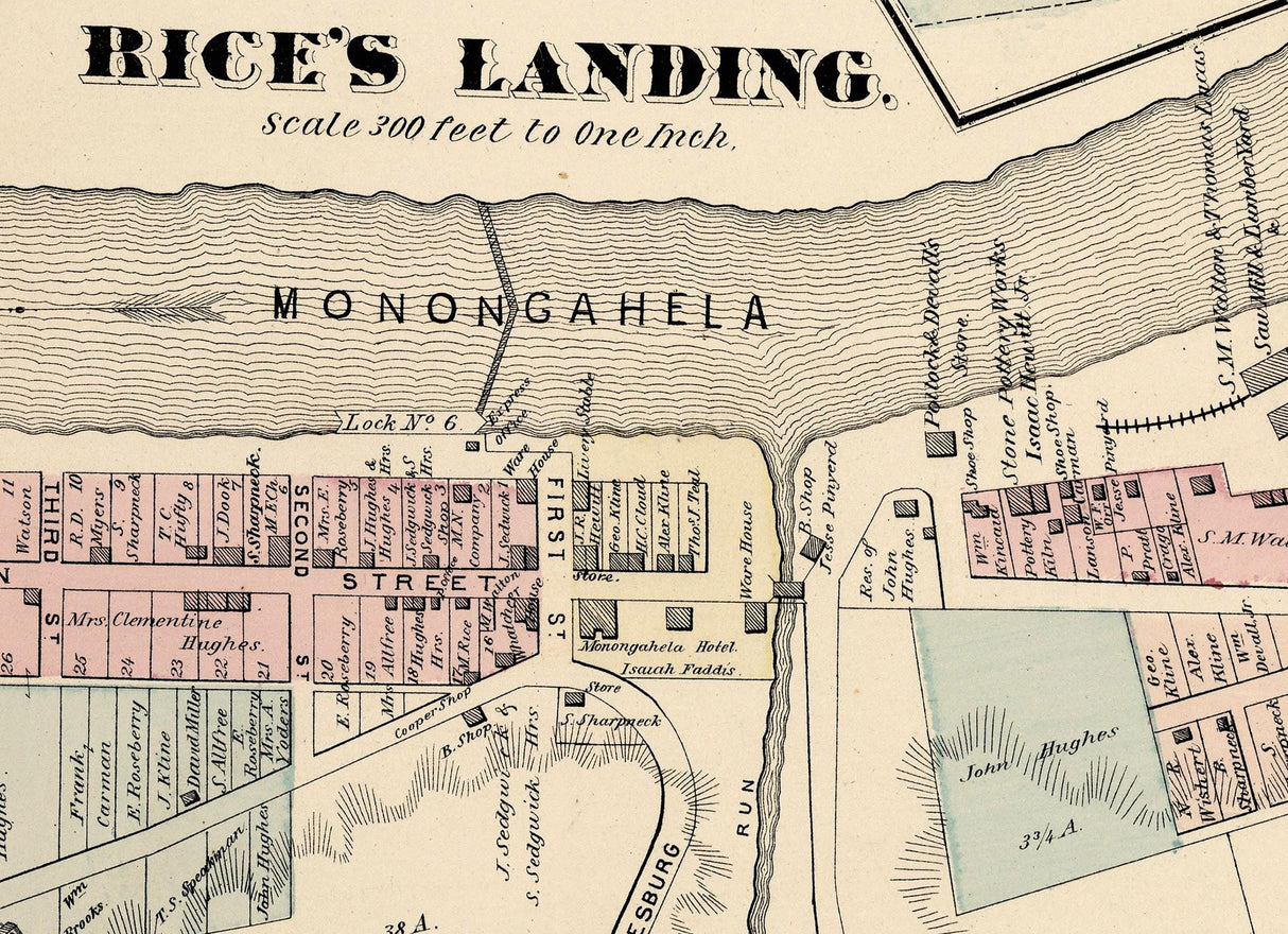 1876 Map of Centre Township Greene County Pennsylvania RicesLanding Mount Morris