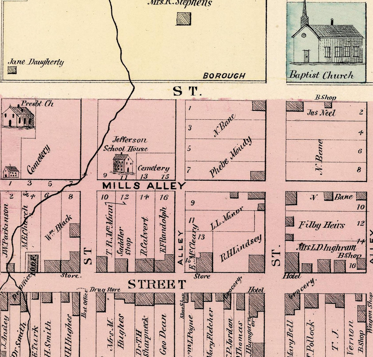 1876 Map of Jefferson Greene County Pennsylvania