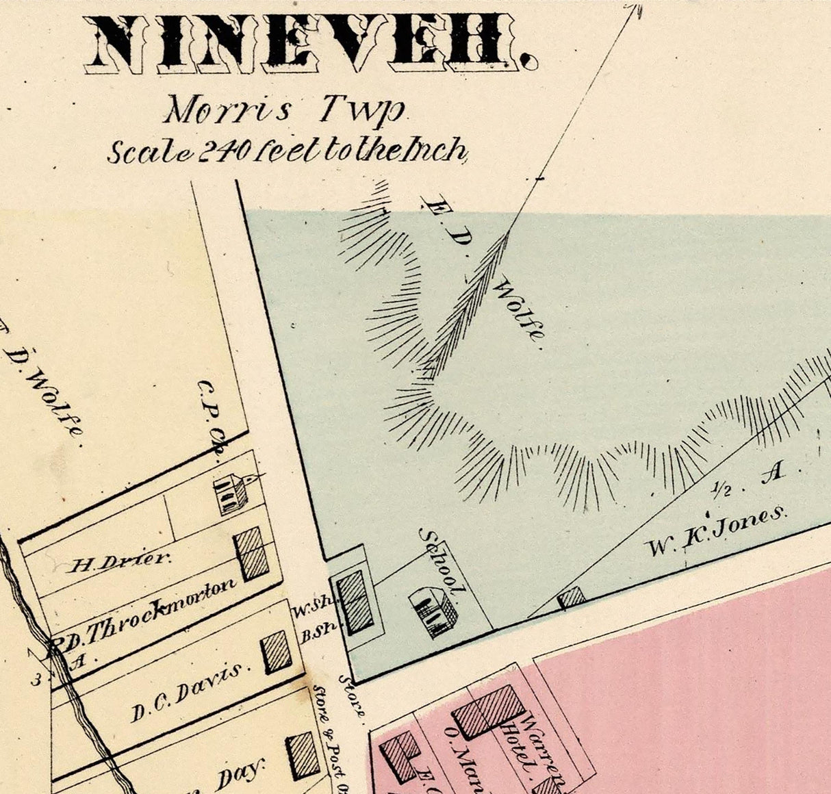 1876 Map of Monongahela Township Greene County Pennsylvania