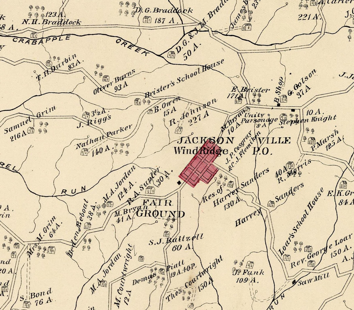 1876 Map of Richhill Township Greene County Pennsylvania