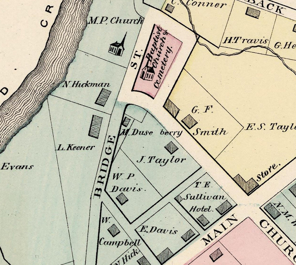 1876 Map of Taylortown Greene County Pennsylvania Clarksville