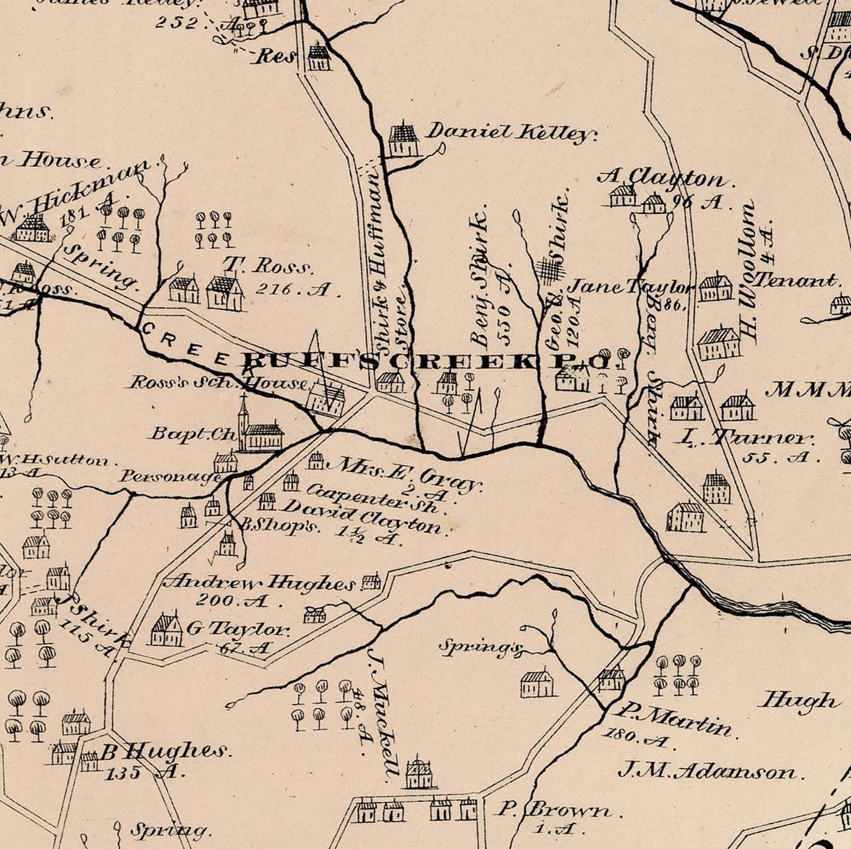 1876 Map of Washington Township Greene County Pennsylvania