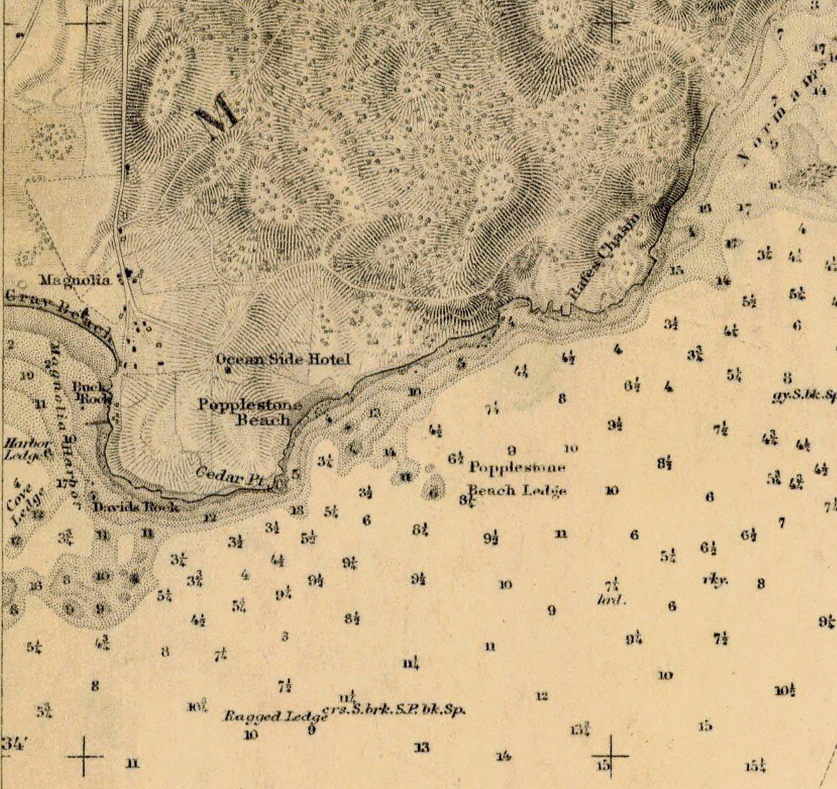 1855 Nautical Map of Gloucester Harbor Massachusetts