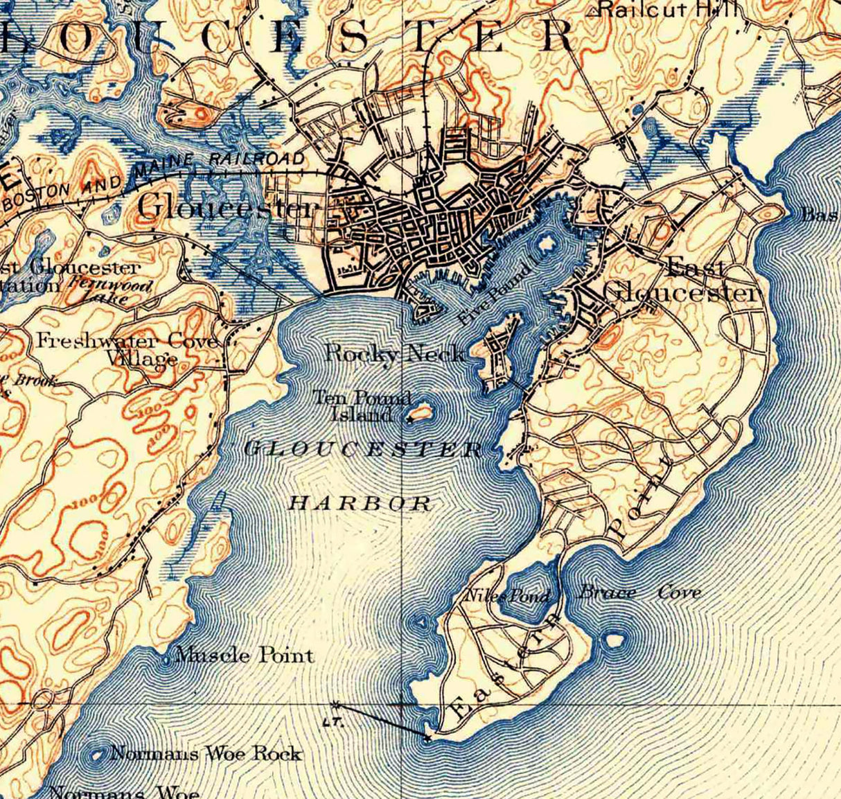 1886 Map of Gloucester Massachusetts