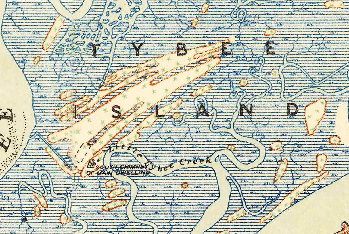 1920 Map of Tybee Island Georgia Savannah Beach