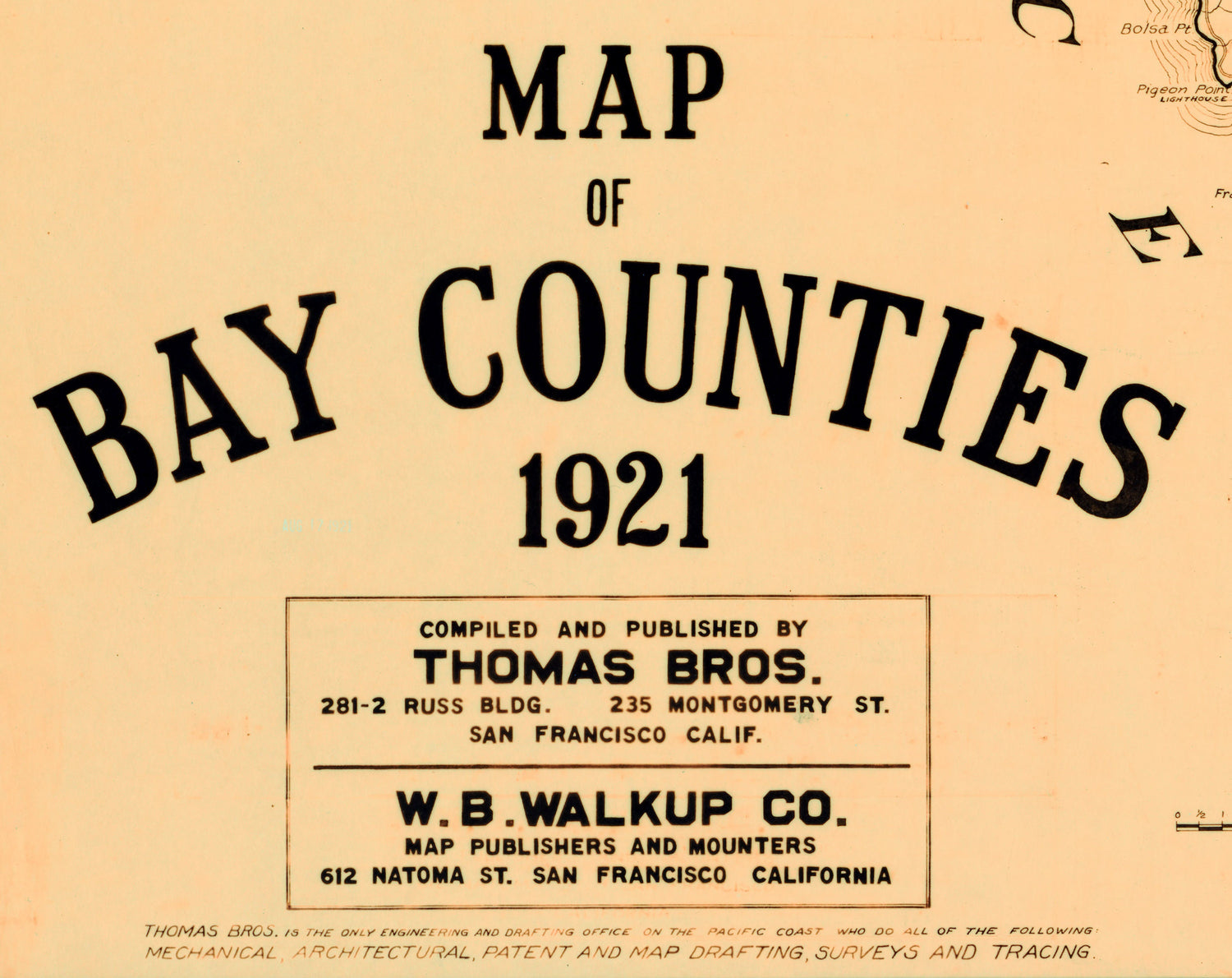 1921 Map of Bay Counties California