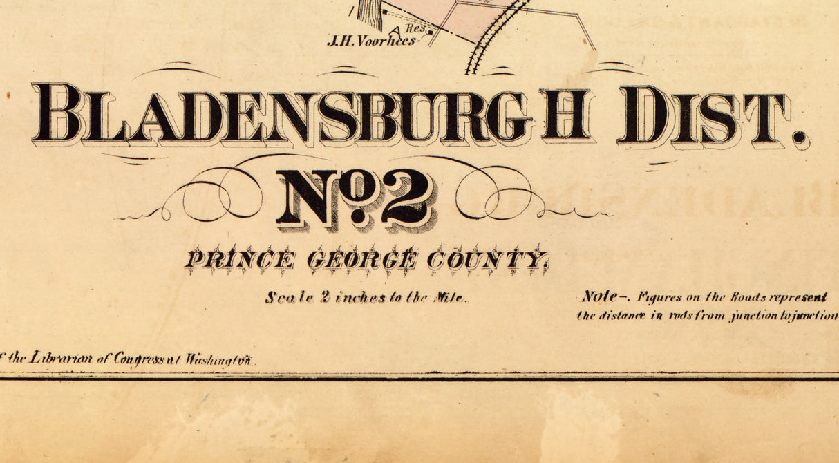 1879 Map of Bladensburgh District Montgomery County Maryland