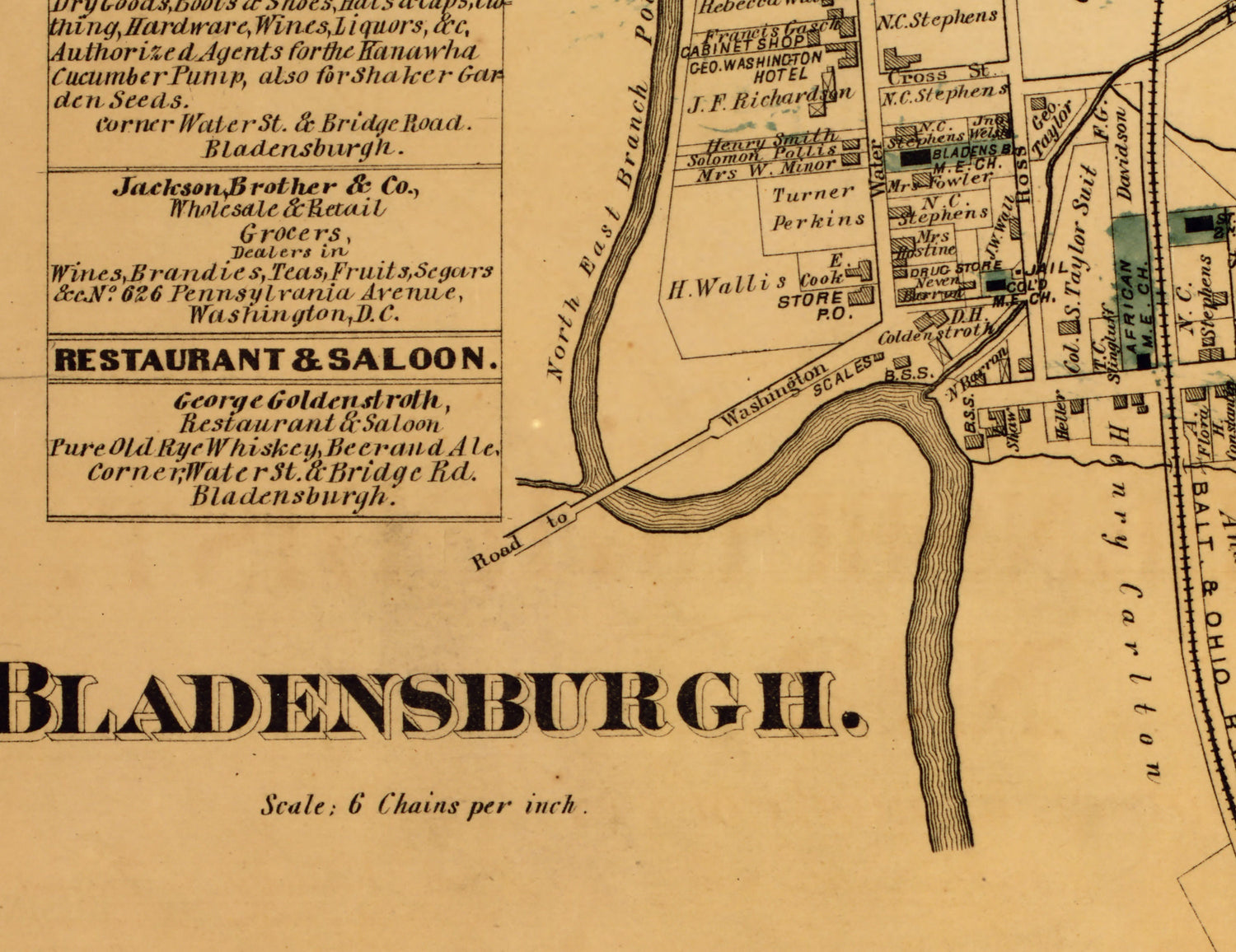 1879 Map of Bladensburgh District Montgomery County Maryland